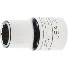 Proto - 1/2" Drive, Standard Hand Socket - 12 Points, 1-17/32" OAL, Steel, Chrome Finish - Makers Industrial Supply