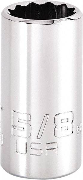 Proto - 5/8", 1/2" Drive, Standard Hand Socket - 12 Points, 1-45/64" OAL, Steel, Chrome Finish - Makers Industrial Supply