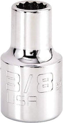 Proto - 3/8", 1/2" Drive, Standard Hand Socket - 12 Points, 1-17/32" OAL, Steel, Chrome Finish - Makers Industrial Supply