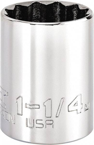 Proto - 1-1/4", 1/2" Drive, Standard Hand Socket - 12 Points, 1-1/64" OAL, Steel, Chrome Finish - Makers Industrial Supply