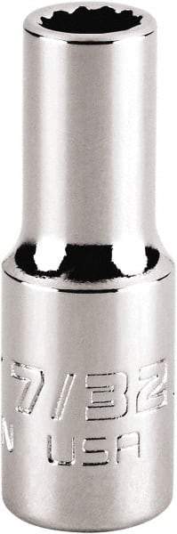 Proto - 7/32", 1/4" Drive, Standard Hand Socket - 12 Points, 1-15/64" OAL, Steel, Chrome Finish - Makers Industrial Supply