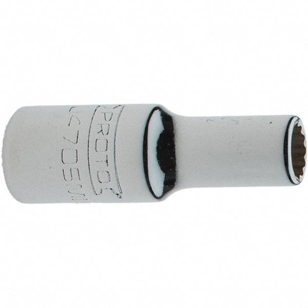 Proto - 1/4" Drive, Standard Hand Socket - 12 Points, 1-17/64" OAL, Steel, Chrome Finish - Makers Industrial Supply