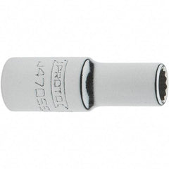 Proto - 1/4" Drive, Standard Hand Socket - 12 Points, 1-17/64" OAL, Steel, Chrome Finish - Makers Industrial Supply