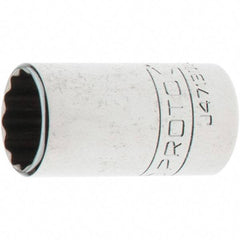 Proto - 1/4" Drive, Standard Hand Socket - 12 Points, 1-17/64" OAL, Steel, Chrome Finish - Makers Industrial Supply