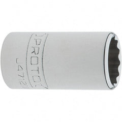 Proto - 1/4" Drive, Standard Hand Socket - 12 Points, 1-17/64" OAL, Steel, Chrome Finish - Makers Industrial Supply