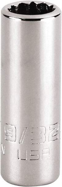 Proto - 9/32", 1/4" Drive, Standard Hand Socket - 12 Points, 1-15/64" OAL, Steel, Chrome Finish - Makers Industrial Supply