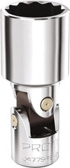 Proto - 1/2", 1/4" Drive, Standard Hand Socket - 12 Points, 1-11/16" OAL, Steel, Chrome Finish - Makers Industrial Supply