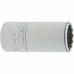 Proto - 1/4" Drive, Standard Hand Socket - 12 Points, 1-17/64" OAL, Steel, Chrome Finish - Makers Industrial Supply