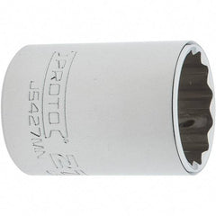 Proto - 1/2" Drive, Standard Hand Socket - 12 Points, 1-61/64" OAL, Steel, Chrome Finish - Makers Industrial Supply