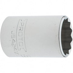 Proto - 1/2" Drive, Standard Hand Socket - 12 Points, 1-7/8" OAL, Steel, Chrome Finish - Makers Industrial Supply