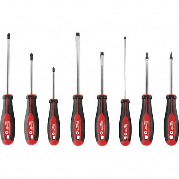 Milwaukee Tool - Screwdriver Sets Screwdriver Types Included: Philips; Slotted; Square; Torx Number of Pieces: 8 - Makers Industrial Supply