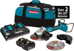 Makita - 9" Wheel Diam, 6,000 RPM, Cordless Angle & Disc Grinder - 5/8-11 Spindle, 18 Volts - Makers Industrial Supply