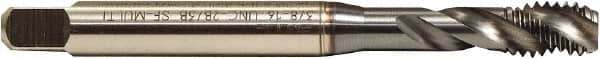 Emuge - 4-40 UNC 2 Flute 2B/3B Bottoming Spiral Flute Tap - HSS-E, TiCN Finish, 2.205" OAL, Right Hand Flute, Right Hand Thread - Makers Industrial Supply