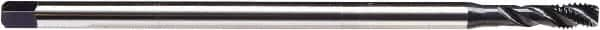 Emuge - M8x1.25 Metric, 3 Flute, Bright Finish Cobalt, Spiral Flute, Extension Pulley Tap - Semi-Bottoming Chamfer, 7.1" OAL, 25/32" Thread Length, 6H Class of Fit - Exact Industrial Supply