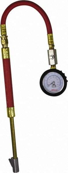 Milton - 0 to 160 psi Dial Straight Foot Dual Head Tire Pressure Gauge - 9' Hose Length, 5 psi Resolution - Makers Industrial Supply