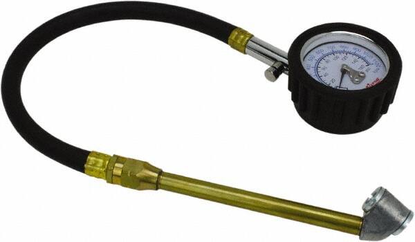 Milton - 0 to 160 psi Dial Dual Head Tire Pressure Gauge - 12' Hose Length, 5 psi Resolution - Makers Industrial Supply