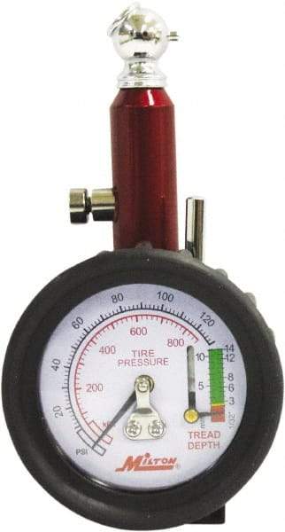 Milton - 0 to 120 psi Dial Ball Tire Pressure Gauge - 2 psi Resolution - Makers Industrial Supply