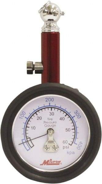 Milton - 0 to 60 psi Dial Ball Tire Pressure Gauge - 2 psi Resolution - Makers Industrial Supply