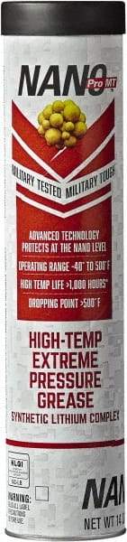 Nano Pro MT - 14 oz Cartridge Lithium High Temperature Grease - Dark Red, Extreme Pressure & High Temperature, 500°F Max Temp, NLGIG 2, - Makers Industrial Supply