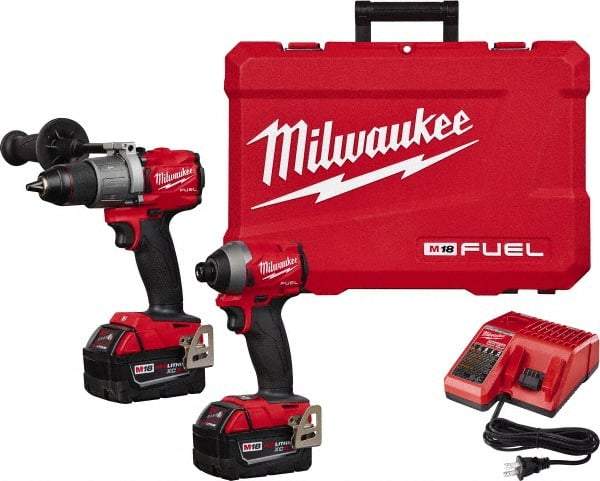 Milwaukee Tool - 18 Volt Cordless Tool Combination Kit - Includes 1/2" Brushless Hammer Drill/Driver & 1/4" Hex Impact Driver, Lithium-Ion Battery Included - Makers Industrial Supply