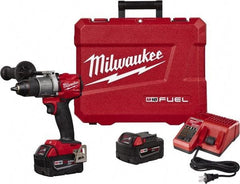 Milwaukee Tool - 18 Volt 1/2" Single-Sleeve Ratcheting Chuck Cordless Hammer Drill - 0 to 32,000 BPM, 0 to 550 & 0 to 2,000 RPM, Reversible - Makers Industrial Supply