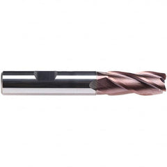 Emuge - 5mm Diam, 9mm LOC, 4 Flute Solid Carbide Roughing & Finishing End Mill - TiAlN Finish, 54mm OAL, 6mm Shank Diam, Weldon Shank, 38° Helix, Centercutting, Long Length - Makers Industrial Supply