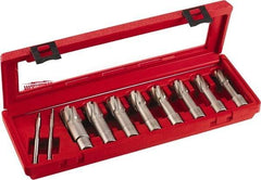 Milwaukee Tool - 8 Piece, 9/16 to 1-1/16" Cutter Diam, 2" Cutting Depth, Carbide-Tipped Annular Cutter Set - 9/16, 5/8, 11/16, 3/4, 13/16, 7/8, 15/16, 1-1/16" Cutter Diam - Makers Industrial Supply