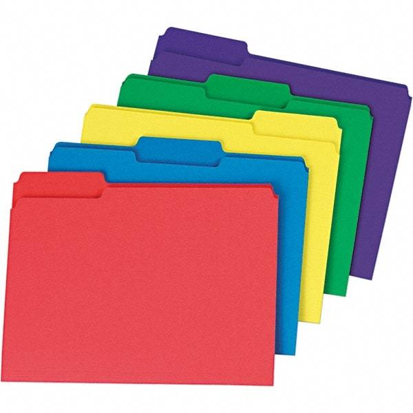 Universal One - 9-5/8 x 11-3/4", Letter Size, Assorted Colors, File Folders with Top Tab - 11 Point Stock, 1/3 Tab Cut Location - Makers Industrial Supply