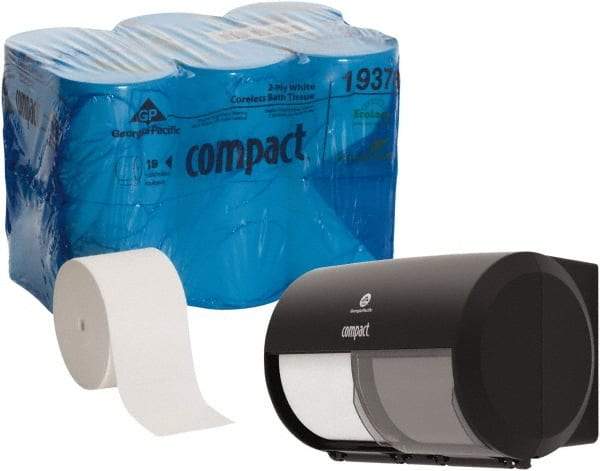 Georgia Pacific - 18' Roll Length Coreless Roll Toilet Tissue - 1,500 Sheets per Roll, 2 Ply, White - Makers Industrial Supply