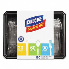 Dixie - Combo Pack, Tray w/Plastic Utensils, 90 Forks, 30 Knives, 60 Spoons - Makers Industrial Supply