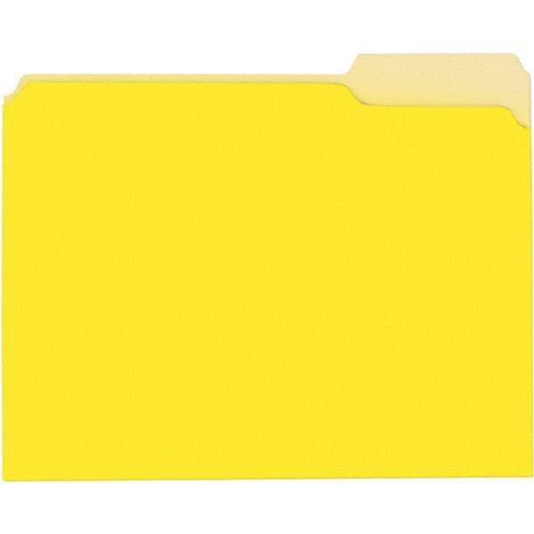 UNIVERSAL - 9-5/8 x 11-3/4", Letter Size, Yellow, File Folders with Top Tab - 11 Point Stock, 1/3 Tab Cut Location - Makers Industrial Supply