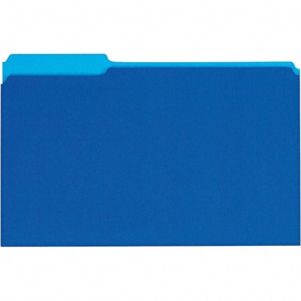 UNIVERSAL - 9-5/8 x 14-3/4", Legal, Blue, File Folders with Top Tab - 11 Point Stock, 1/3 Tab Cut Location - Makers Industrial Supply