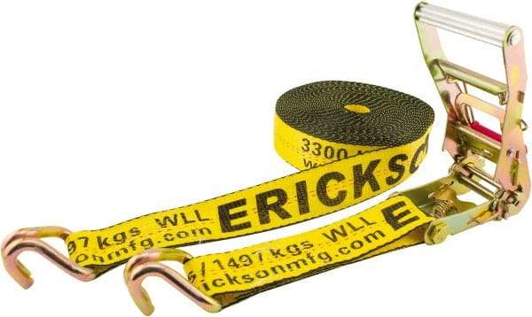 Erickson Manufacturing - 30' Long x 2" Wide, 10,000 Lb Basket Capacity, Polyester & Steel Web Sling - Yellow - Makers Industrial Supply