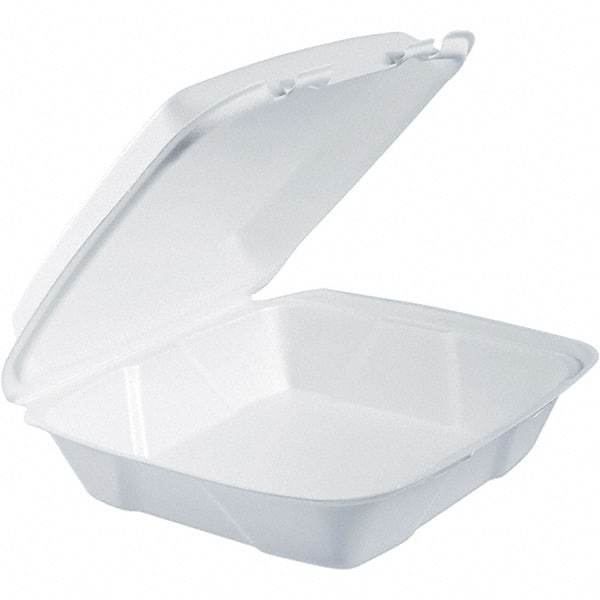 DART - 9-3/8 x 9-3/8 x 3" Foam Hinged Lid Containers - White - Makers Industrial Supply