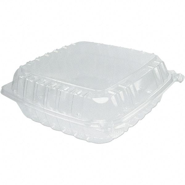 DART - 9 x 9-1/2 x 3" Plastic Hinged Container - Clear - Makers Industrial Supply