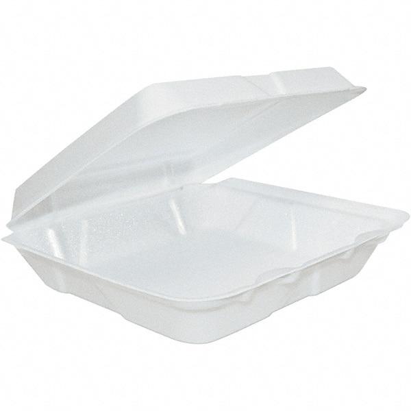 DART - 8 x 8 x 2-1/4" Foam Hinged Lid Containers - White - Makers Industrial Supply