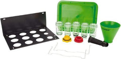 OEM Tools - 16 oz Capacity Plastic Funnel Set - 5" Mouth OD, 3-3/4" Straight Spout, Green & Clear - Makers Industrial Supply