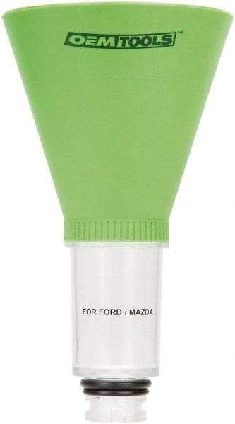 OEM Tools - 16 oz Capacity Plastic Funnel - 5" Mouth OD, 3-3/4" Straight Spout, Green & Clear - Makers Industrial Supply