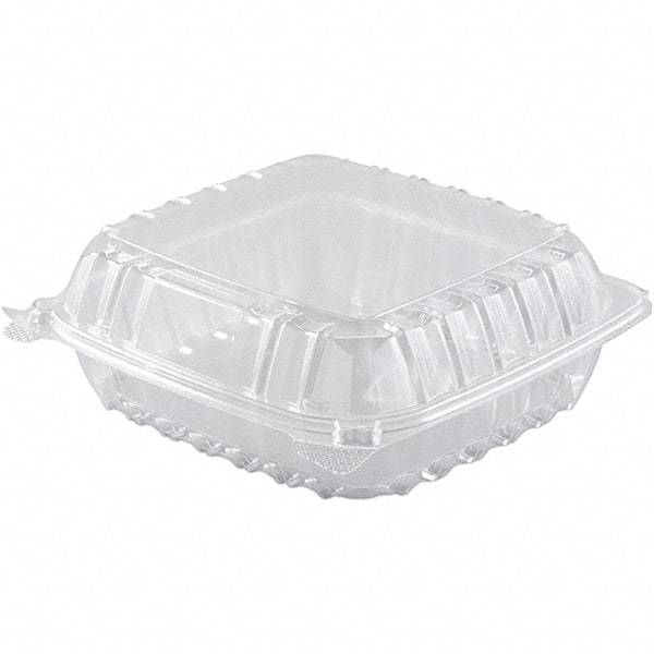 DART - 8-19/64 x 8-19/64 x 3" Hinged-Lid Plastic Containers - Clear - Makers Industrial Supply