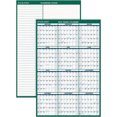 AT-A-GLANCE - 1 Sheet, 32 x 48", Erasable Wall Calendar - Green & White - Makers Industrial Supply