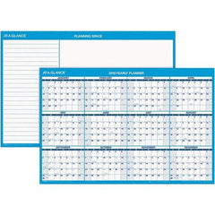 AT-A-GLANCE - 1 Sheet, 36 x 24", Erasable Wall Calendar - Blue & White - Makers Industrial Supply