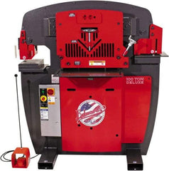 Edwards Manufacturing - 11" Throat Depth, 100 Ton Punch Pressure, 1-1/16" in 1" Punch Capacity Ironworker - 7-1/2 hp, 3 Phase, 230 Volts, 56" Wide x 63-1/8" High x 45-1/2" Deep - Makers Industrial Supply