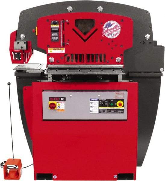 Edwards Manufacturing - 11-3/4" Throat Depth, 110 Ton Punch Pressure, 1-3/8" in 1" Punch Capacity Ironworker - 7-1/2 hp, 3 Phase, 460 Volts, 57-1/4" Wide x 66-1/16" High x 42-3/8" Deep - Makers Industrial Supply