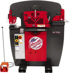 Edwards Manufacturing - 8-7/8" Throat Depth, 60 Ton Punch Pressure, 1-1/16" in 5/8" Punch Capacity Ironworker - 5 hp, 1 Phase, 230 Volts, 46-1/8" Wide x 56-1/8" High x 36-1/8" Deep - Makers Industrial Supply