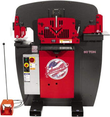 Edwards Manufacturing - 8-7/8" Throat Depth, 60 Ton Punch Pressure, 1-1/16" in 5/8" Punch Capacity Ironworker - 5 hp, 3 Phase, 460 Volts, 46-1/8" Wide x 56-1/8" High x 36-1/8" Deep - Makers Industrial Supply