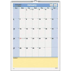 AT-A-GLANCE - 12 Sheet, 12 x 17", Wall Calendar - Blue & Yellow - Makers Industrial Supply