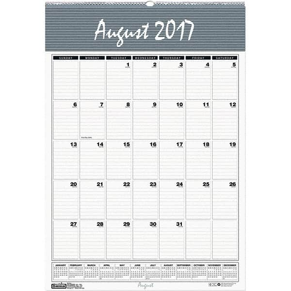 House of Doolittle - 12 Sheet, 12 x 17", Wall Calendar - Blue & Gray - Makers Industrial Supply