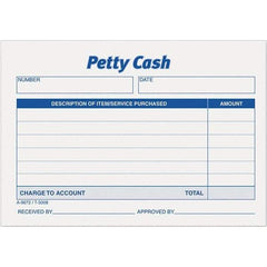 TOPS - 600 Sheet, 3-1/2 x 5", Petty Cash Slips - Blue & White - Makers Industrial Supply