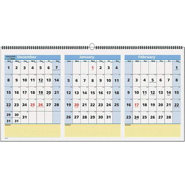 AT-A-GLANCE - 8 Sheet, 23-1/2 x 12", Wall Calendar - White - Makers Industrial Supply