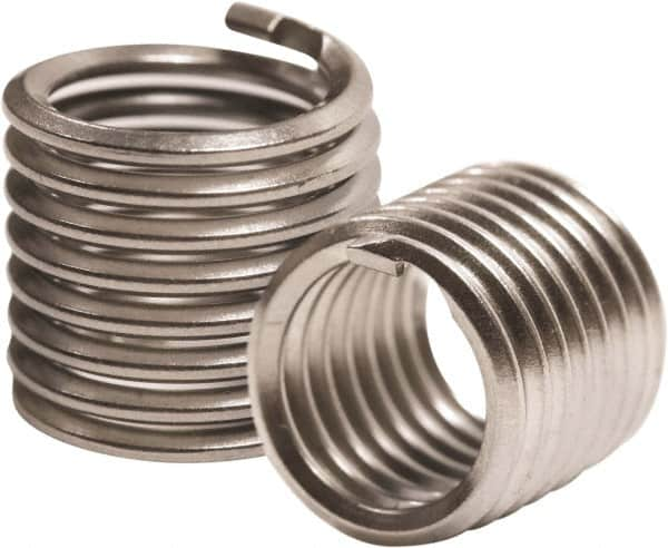 Recoil - 3/8-16 UNC, 1-1/8" OAL, Free Running Helical Insert - 15-3/4 Free Coils, Tangless, 304 Stainless Steel, Bright Finish, 3D Insert Length - Makers Industrial Supply